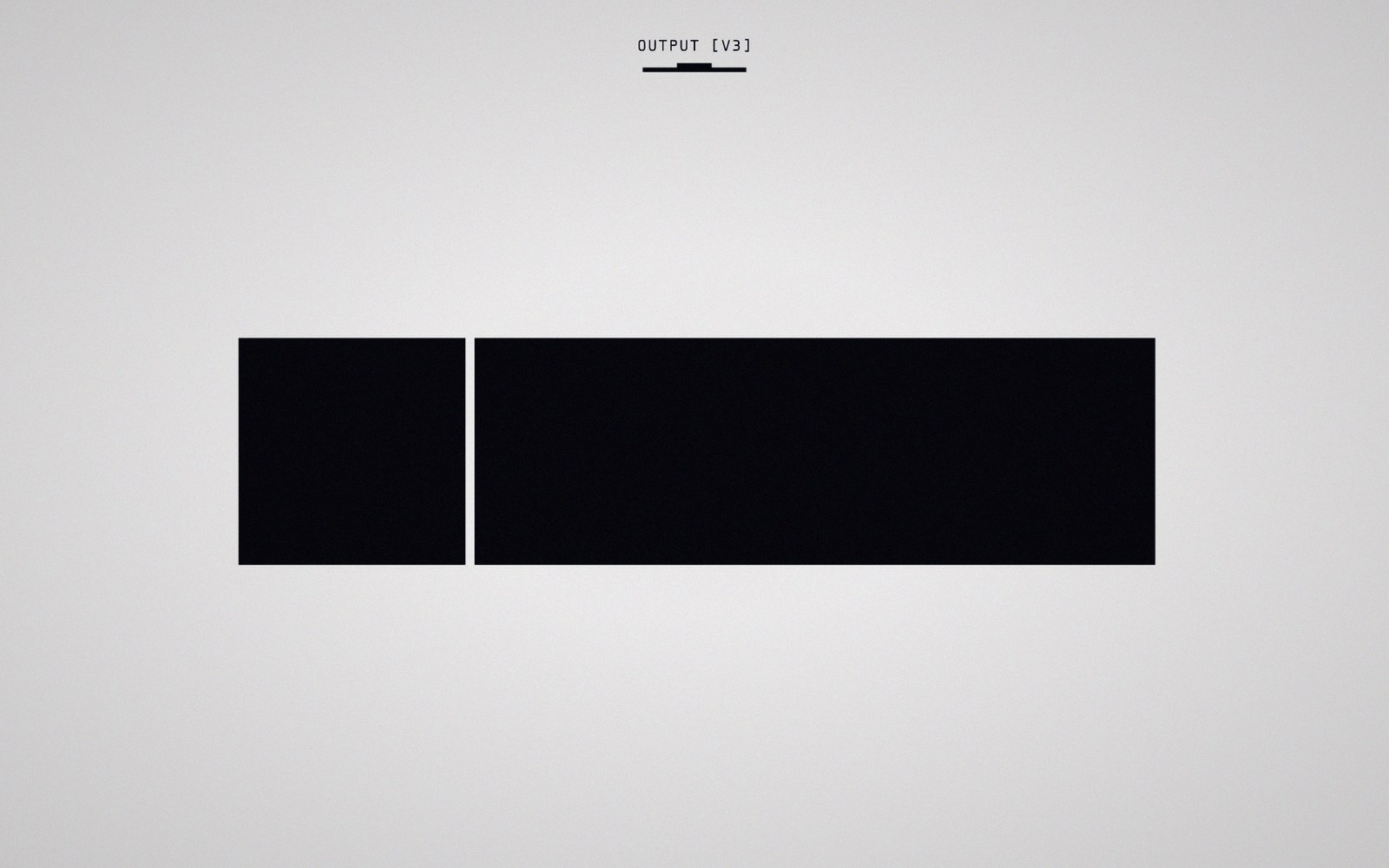 Two black rectangular blocks side by side under an "output v3" label on white background